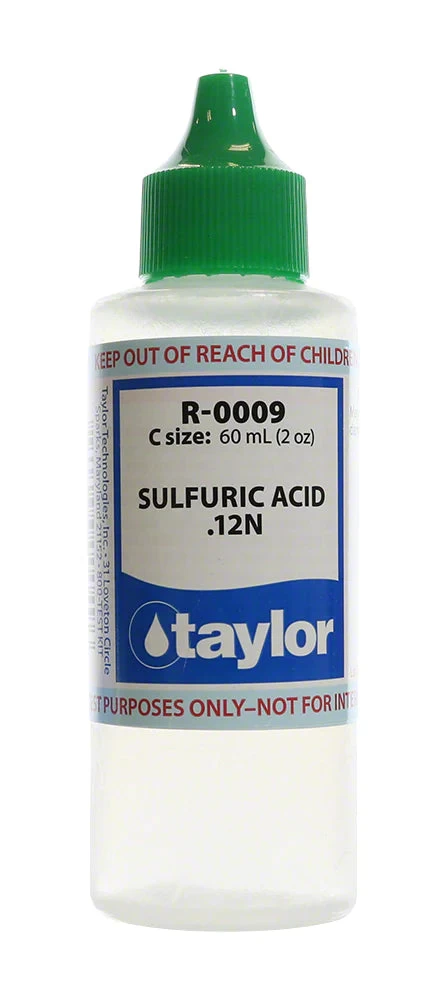 Taylor Sulfuric Acid .12N #9 - 2 Oz. (60 ML) Dropper Bottle - R-0009-C 1 Taylor Sulfuric Acid .12N #9 - 2 Oz. (60 ML) Dropper Bottle - R-0009-C
