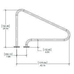 S.R. Smith Deck Mounted Stair Rail Flanged -Swimming Pool Supplies S R Smith Deck Mounted Stair Rail Flanged S R Smith 3