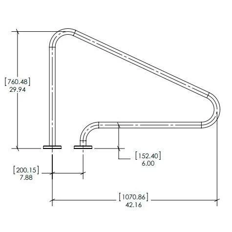 S.R. Smith Deck Mounted Stair Rail Standard 2 S.R. Smith Deck Mounted Stair Rail Standard - Image 2