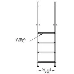 S.R. Smith Narrow Ladder Flanged Top 4 Step -Swimming Pool Supplies S R Smith Narrow Ladder Flanged 4 Step S R Smith 3
