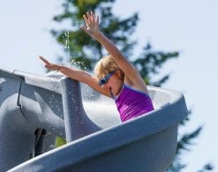 S.R. Smith HeliX2 Pool Slide Grey -Swimming Pool Supplies helix2 pool slide with girl 923x730 1